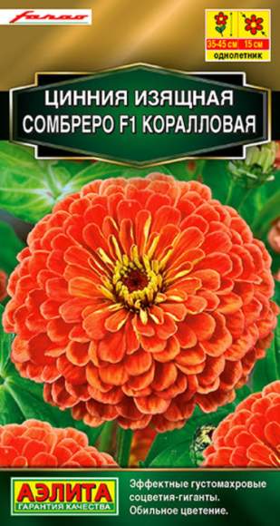 Цинния F1 Сомбреро коралловая (аэлита) 12 шт  – купить в г. Омск