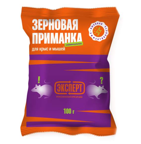 Зерновая приманка для крыс и мышей Эксперт (лама торф) 100 гр