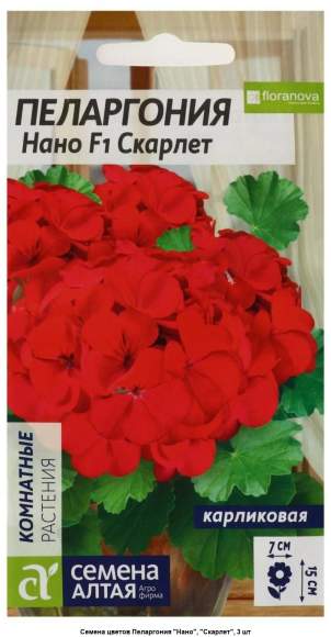 Пеларгония Нано F1 скарлет карливовая (семена Алтая) 3 шт  – купить в г. Омск